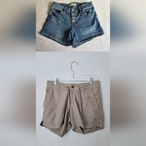 Bundle Stylish Blue Denim and Tan Women's Shorts.